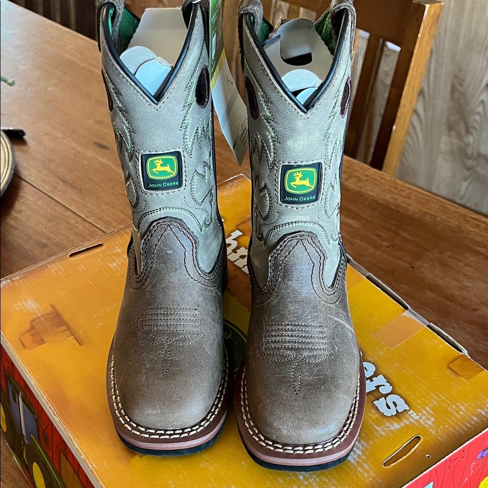 John Deere Green and Brown Cowboy Boots